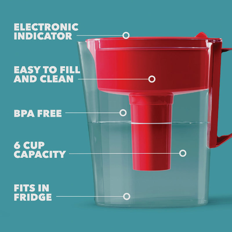 Brita 6-Cup Red Water Filter Pitcher