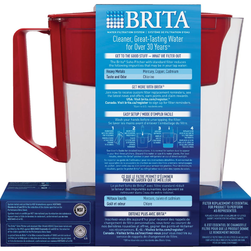 Brita 6-Cup Red Water Filter Pitcher