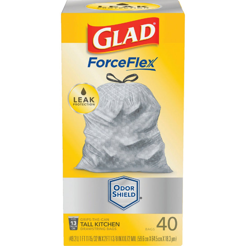 Glad ForceFlex Plus 13 Gal. Tall Kitchen White Trash Bag (40-Count)