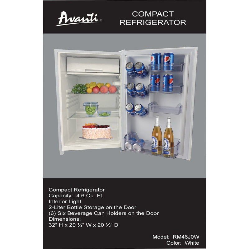 Avanti 4.4 Cu. Ft. White Counter High Refrigerator  with Separate Chiller