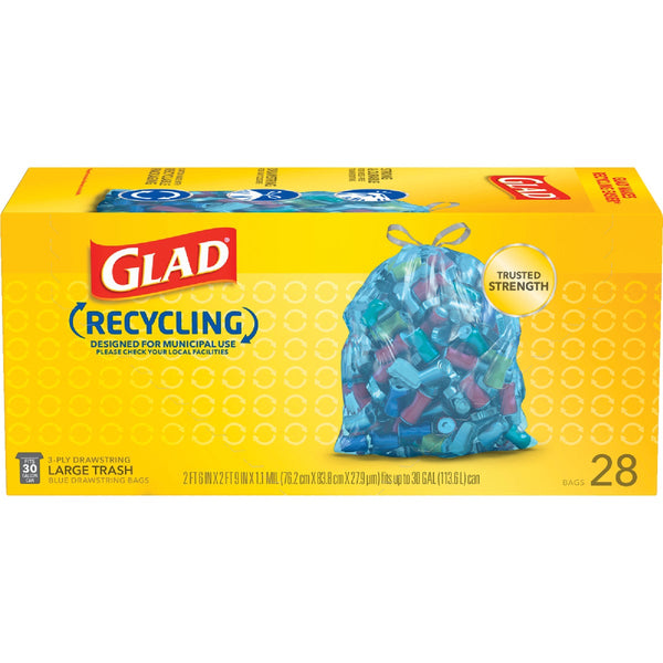 Glad Recycling 30 Gal. Large Blue Trash Bag (28-Count)