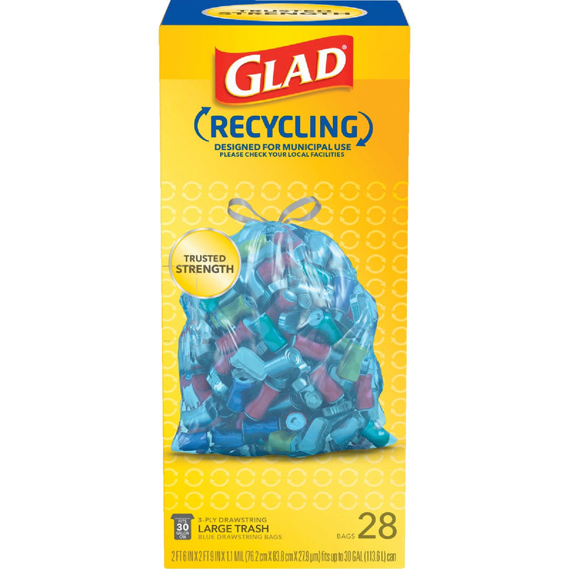 Glad Recycling 30 Gal. Large Blue Trash Bag (28-Count)