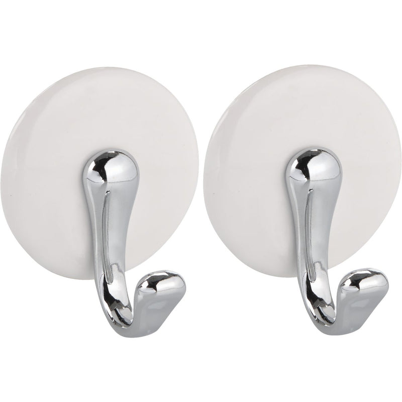 iDesign Forma York White & Chrome Adhesive Hook (2-Pack)