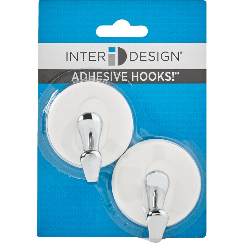 iDesign Forma York White & Chrome Adhesive Hook (2-Pack)