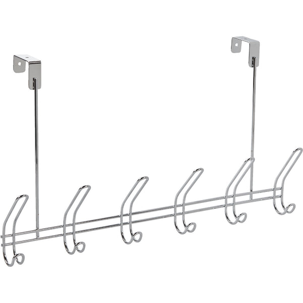 iDesign Classico Over-The-Door Chrome 6-Hook Rail