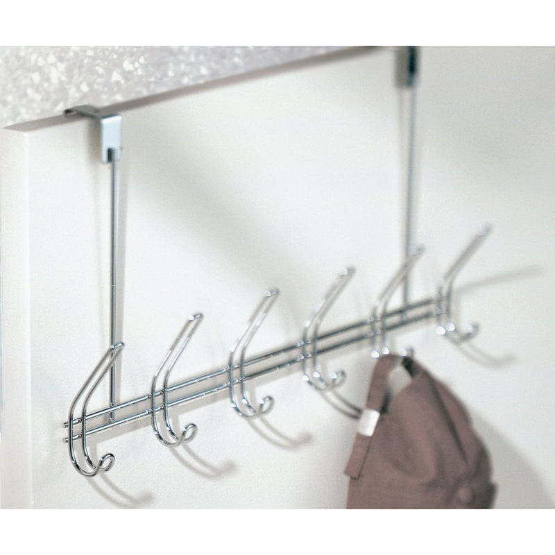 iDesign Classico Over-The-Door Chrome 6-Hook Rail