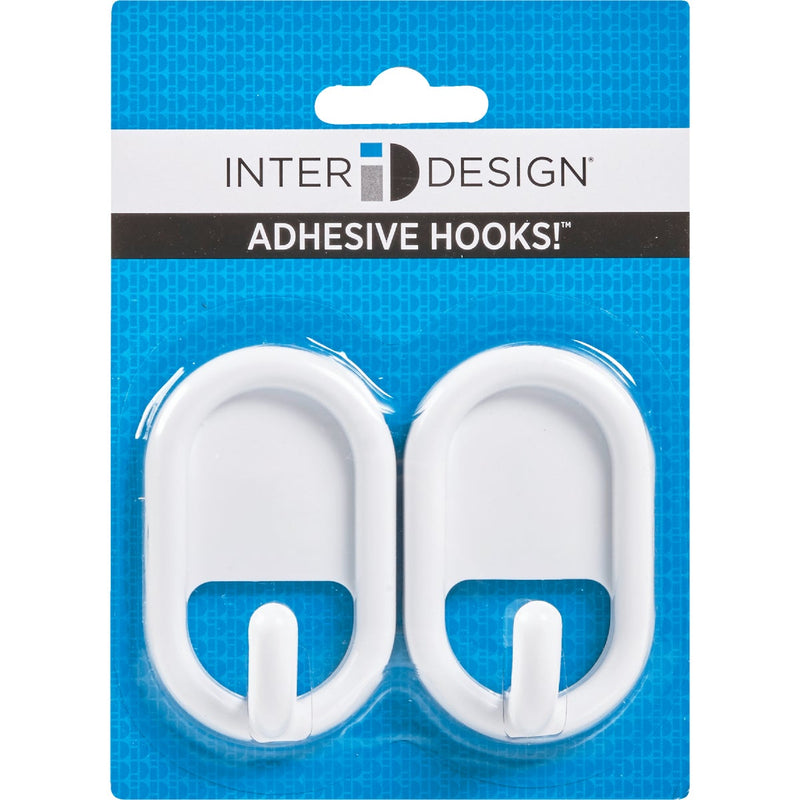 iDesign Utility White Plastic Adhesive Hook (2-Pack)