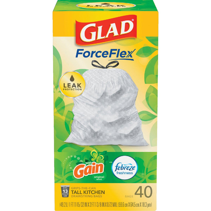 Glad Febreze 13 Gal. Fresh LeakGuard Tall Kitchen White Trash Bag (40-Count)