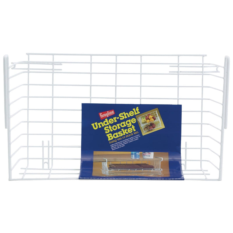 Grayline 10 In. W. x 6-1/4 In. H. x 17 In. L. Vinyl Coated Wire Undershelf Storage Basket, White