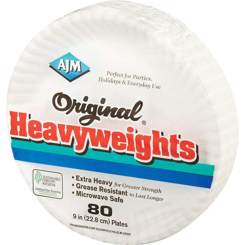 AJM 9 In. Original Heavyweights Paper Plates (80-Count)