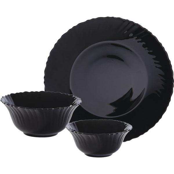 Gibson Ultra Bandini Black Glass Dinnerware Set (12-Piece)