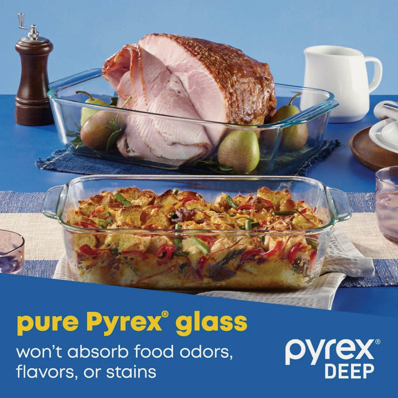 Pyrex Deep Portable Baking Dish with Sage Plastic Cover (4-Piece)