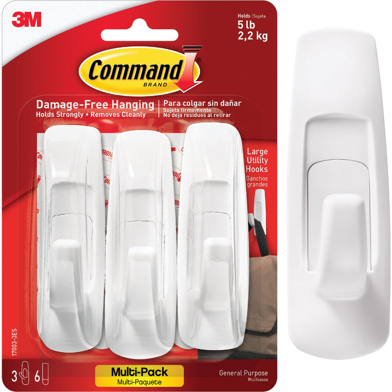 Command Large Utility Hook Value Pack , 3 Hooks, 6 Strips