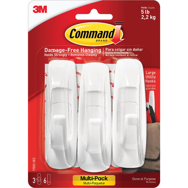 Command Large Utility Hook Value Pack , 3 Hooks, 6 Strips