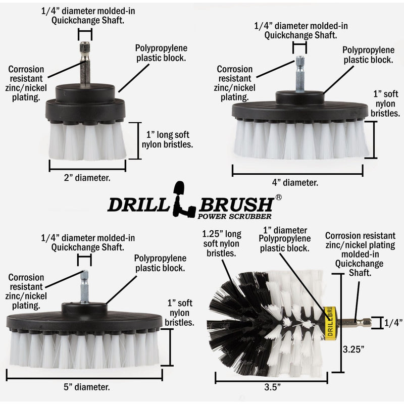 Drillbrush Automotive Soft White Drill Brush (4 Piece)