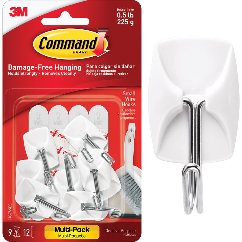 Command Small Wire Hooks Value Pack, White, 9 Hooks, 12 Strips