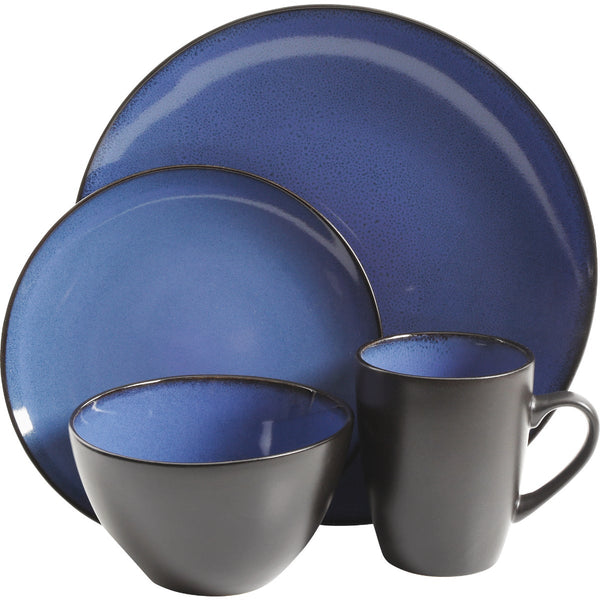 Gibson Home Soho Lounge Round Blue/Gray Stoneware Dinnerware Set (16-Piece)