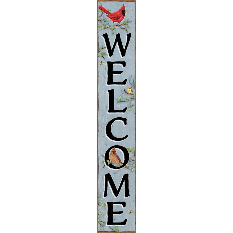 My Word! Welcome Blue Cardinals 8 In. x 46.5 In. Porch Board