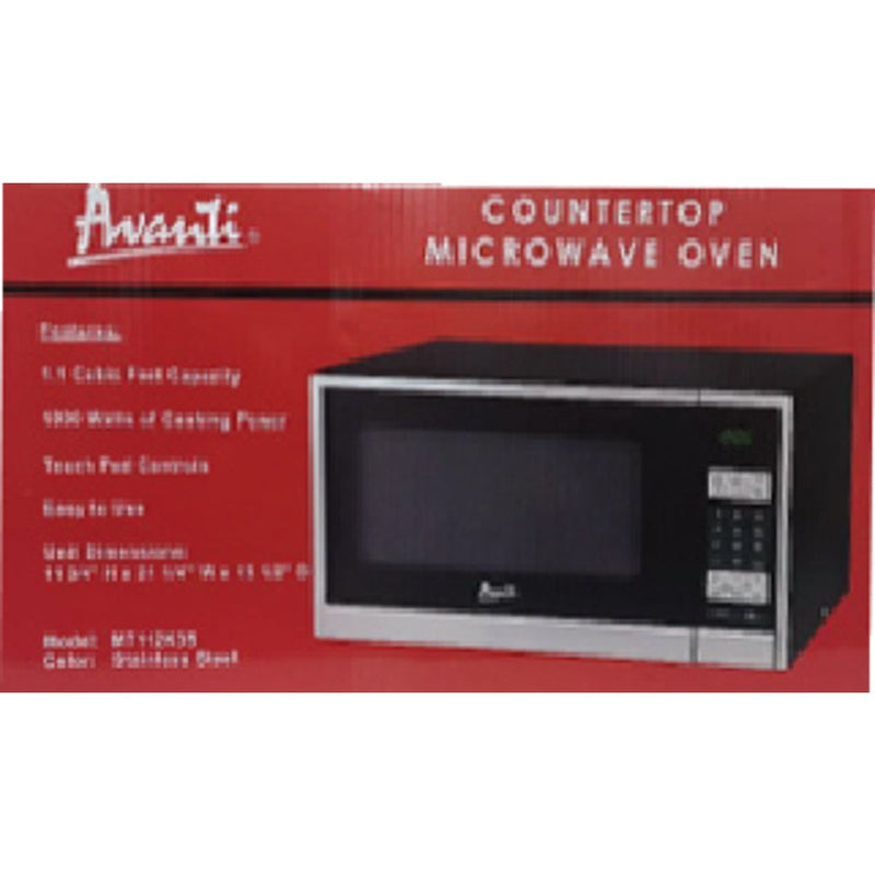 Avanti 1.1CF 1000W Black with Stainless Steel Front Microwave