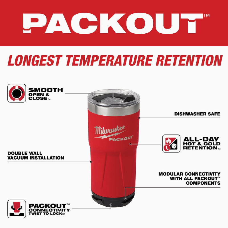 Milwaukee PACKOUT 20 Oz. Red Insulated Tumbler