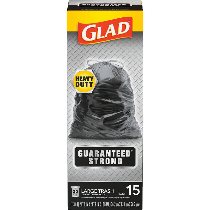 Glad Guaranteed Strong 30 Gal. Large Black Trash Bag (15-Count)