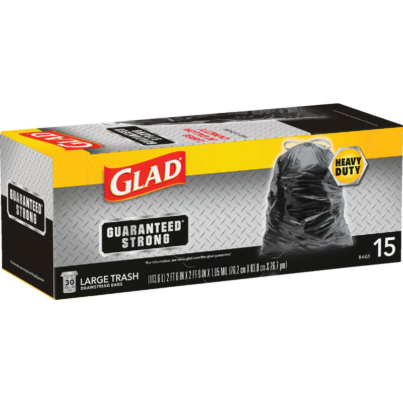 Glad Guaranteed Strong 30 Gal. Large Black Trash Bag (15-Count)