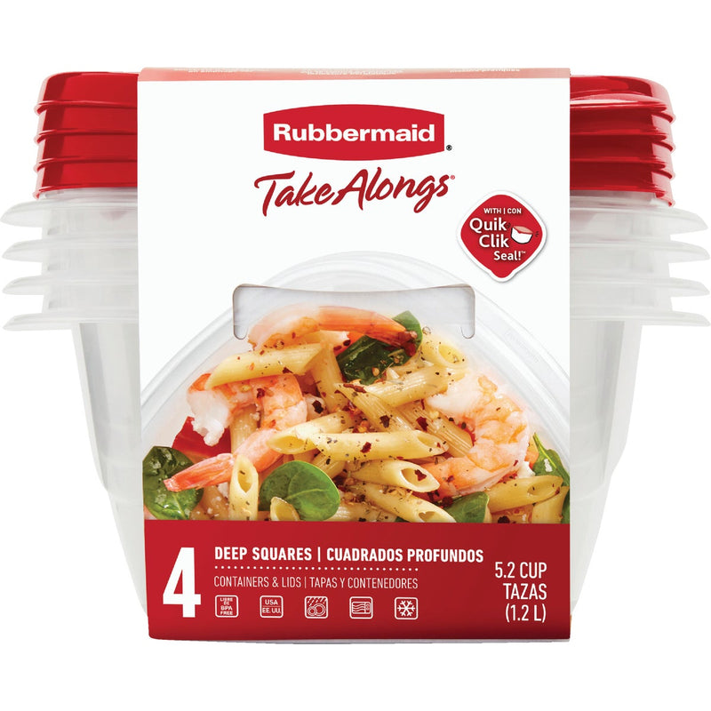 Rubbermaid TakeAlongs 5.2 C. Clear Square Food Storage Container with Lids (4-Pack)