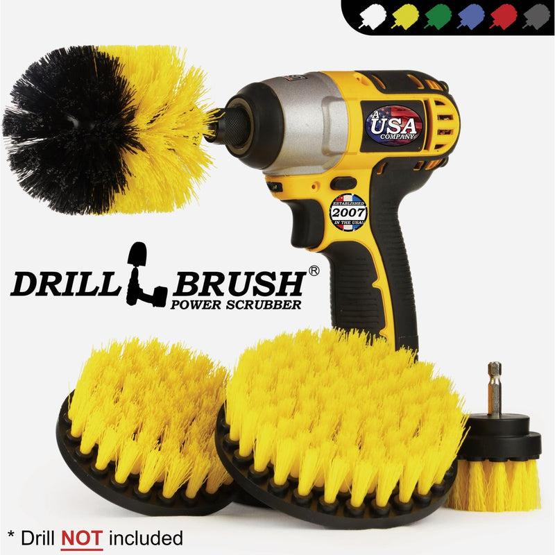 Drillbrush Bathroom Medium Yellow Drill Brush (4 Piece)