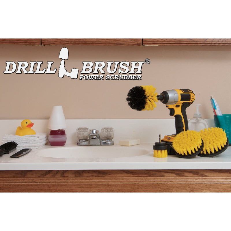 Drillbrush Bathroom Medium Yellow Drill Brush (4 Piece)