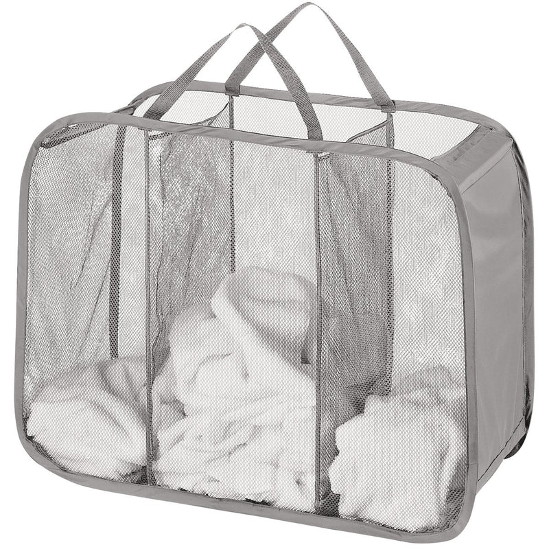 Whitmor Gray Pop and Fold 3-Bin Laundry Sorter Hamper