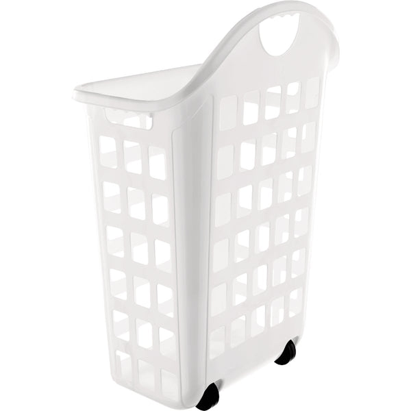 United Solutions 2 Bushel White Rolling Hamper