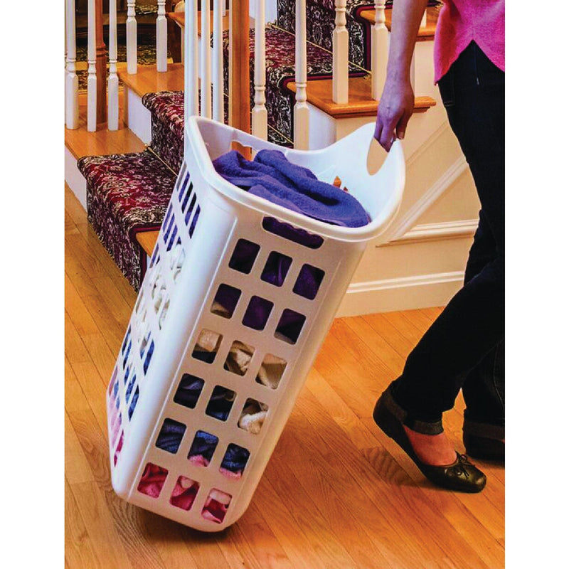 United Solutions 2 Bushel White Rolling Hamper