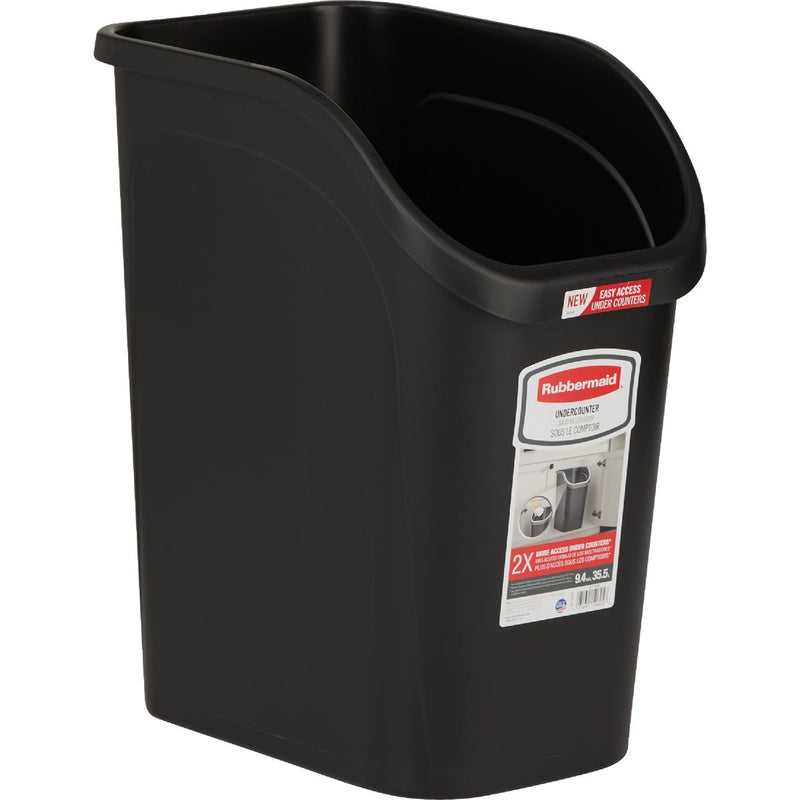 Rubbermaid 9.4 Gal. Black Undercounter Wastebasket