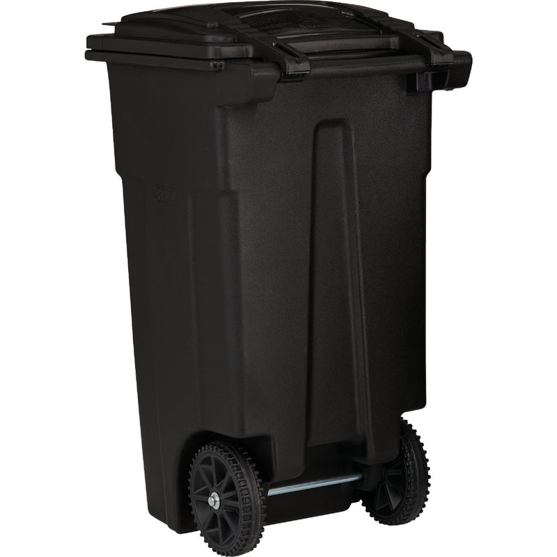 Toter 32 Gal. Black Outdoor Trash Can With Attached Lid and Wheels