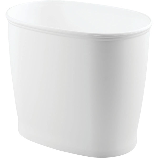 iDesign Kent 2 Gal. White Oval Wastebasket