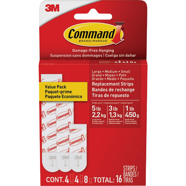3M Command White Assorted Adhesive Strips, 16 Strips