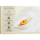 Gibson Ultra Patio White Embossed Tempered Glass Dinnerware Set (12-Piece)