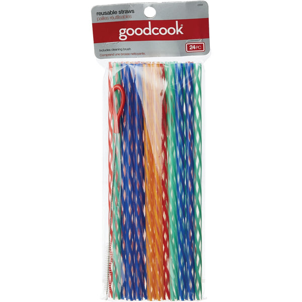 Goodcook 9 In. Plastic Straw with Cleaning Brush (24-Count)