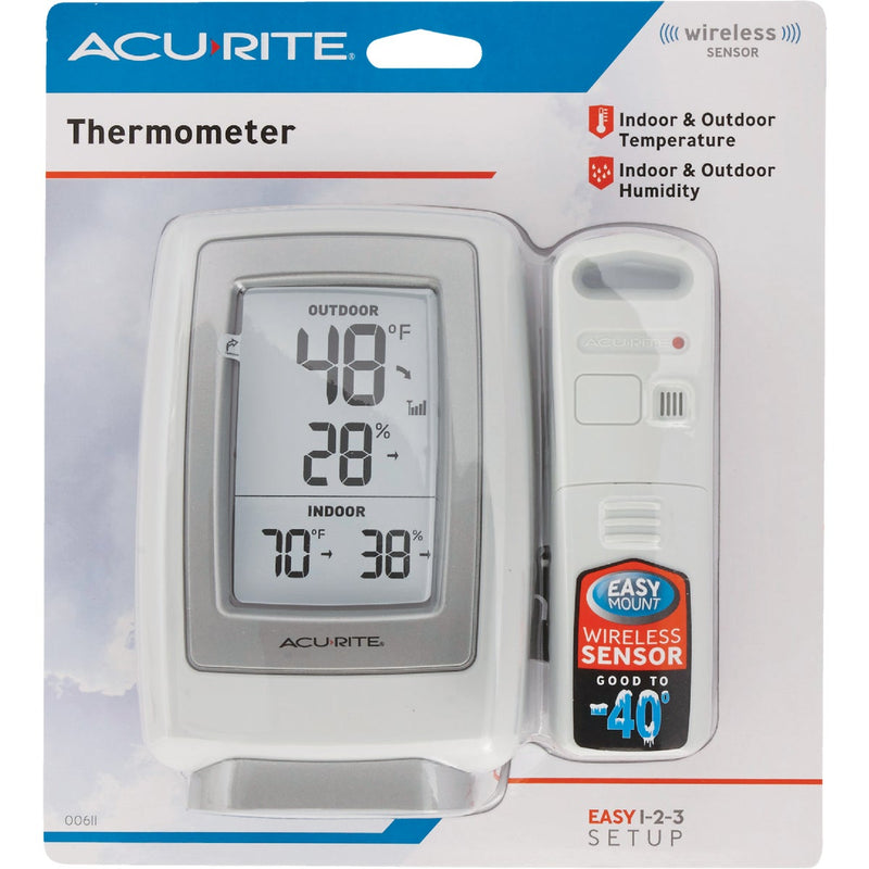 Acurite 3-1/2" W x 5-1/2" H Plastic Wireless Indoor & Outdoor Thermometer & Humidity Gauge