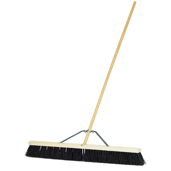 DQB 36 In. W. x 65 In. L. Wood Handle Stiff Poly Garage Push Broom