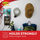 Command Medium Designer Hooks, White, 2 Hooks, 4 Strips