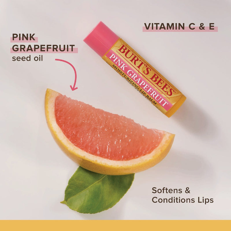 Burt's Bees Super Fruit Pink Grapefruit, Mango, Coconut & Pear and Pomegranate Lip Balm (4-Pack)