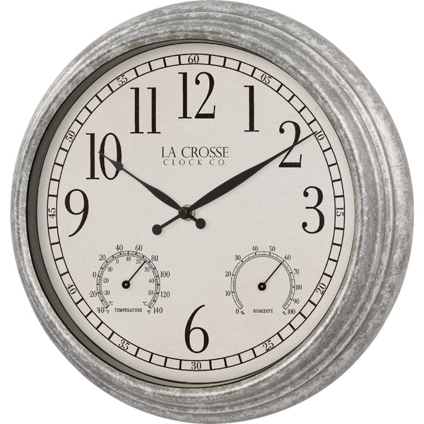 La Crosse Clock Co. 14 In. Silas Indoor/Outdoor Wall Clock Hygrometer & Thermometer