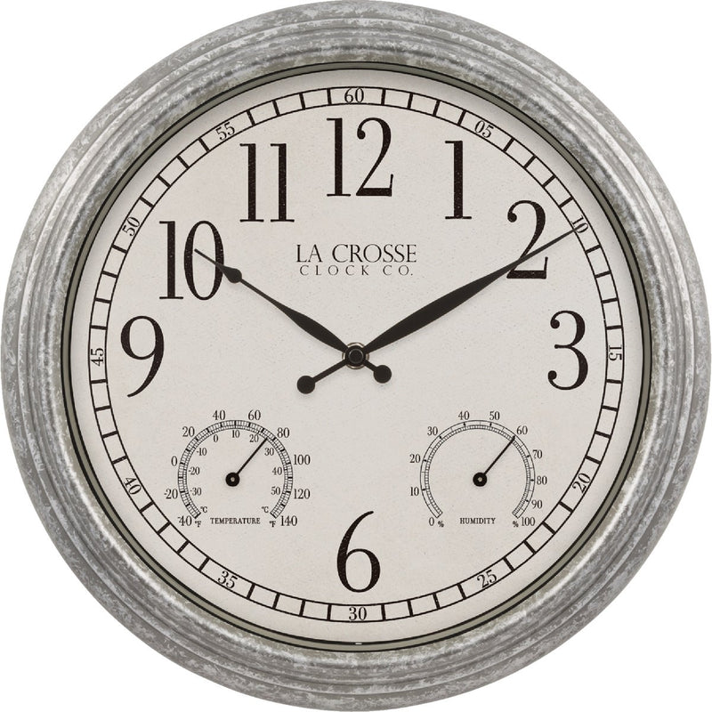 La Crosse Clock Co. 14 In. Silas Indoor/Outdoor Wall Clock Hygrometer & Thermometer