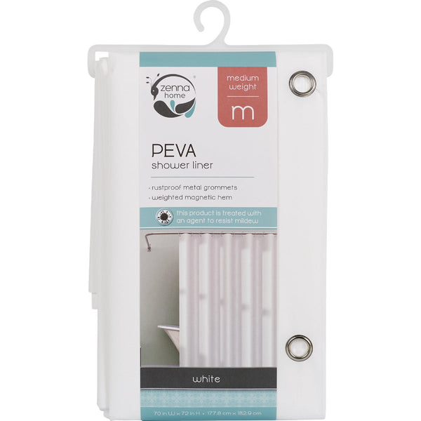 Zenith Zenna Home 70 In. x 72 In. White Medium Weight PEVA Shower Curtain Liner