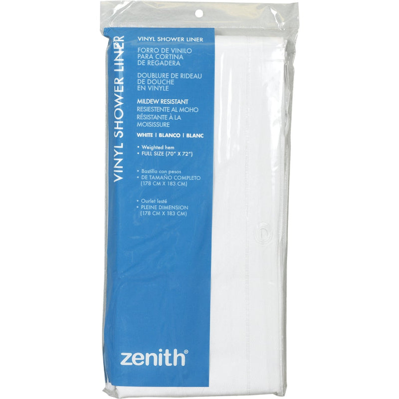 Zenith Zenna Home 70 In. x 72 In. White Lightweight PEVA Shower Curtain Liner