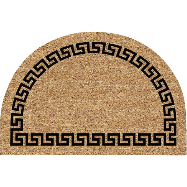 Americo Home Greek Key 24 In. x 36 In. Coir/Vinyl Half Round Door Mat