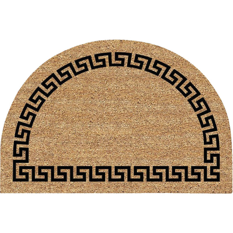 Americo Home Greek Key 24 In. x 36 In. Coir/Vinyl Half Round Door Mat