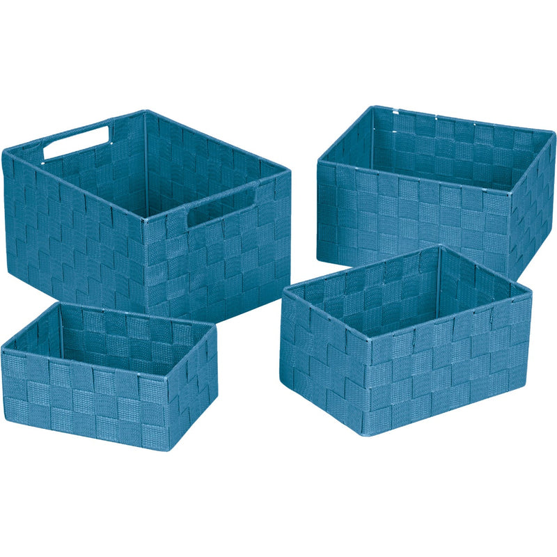 Home Impressions 4-Piece Woven Storage Basket Set, Blue