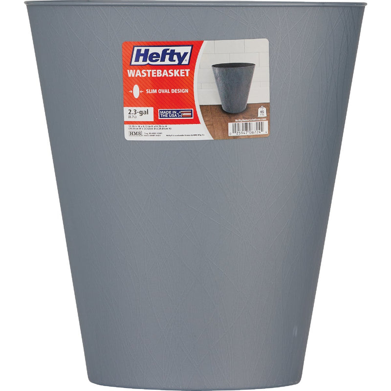 Hefty 2.3 Gal. Gun Metal Wastebasket